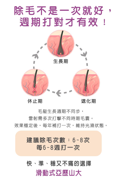 無痛除毛,除毛療程,除毛週期,滑動除毛,私密除毛
